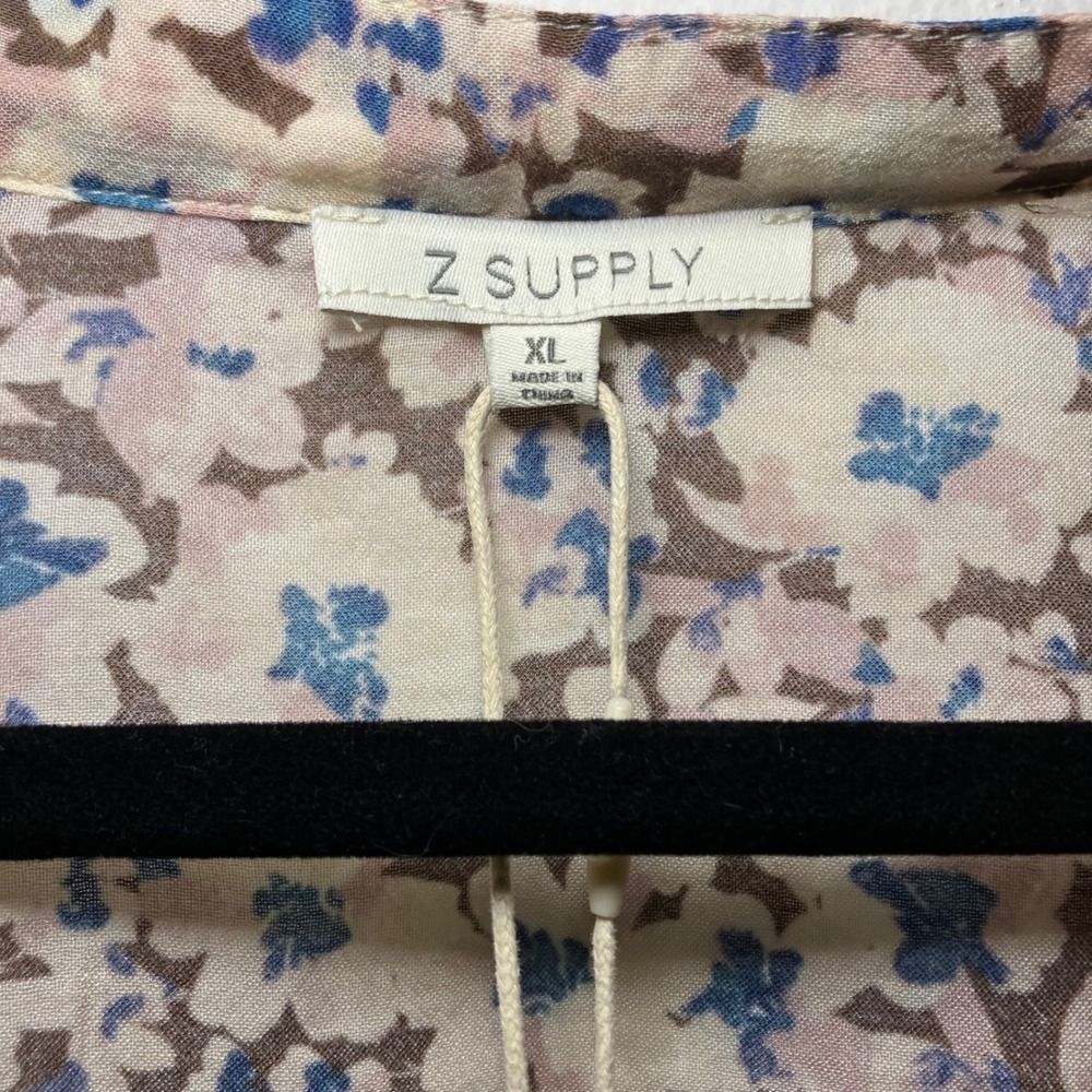 NWT Z Supply XL Floral V-Neck Button Up Long Sleeve Blouse, Retail $79 - Picture 3 of 12
